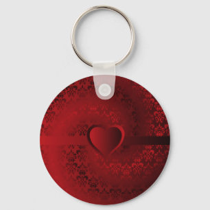 Red damask heart keychain