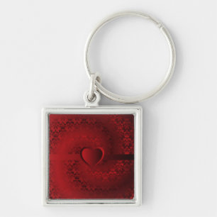 Red damask heart keychain