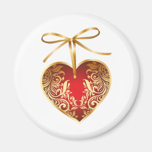 Red Damask Heart Magnet