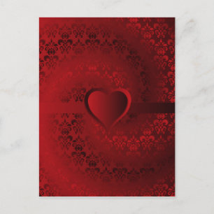 Red damask heart postcard