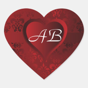 Red Damask heart Sticker