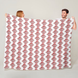 Red Damask Invitation   Elegant Black & Red Fleece Blanket