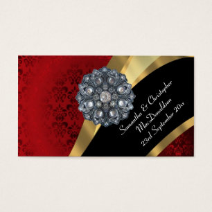 Red damask, or mariage faveur merci tag