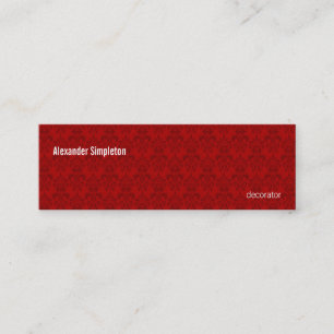 Red Damask Pattern Mini Business Card