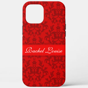 Red damask pattern personalized iphone case