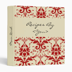 Red Damask Personalized Cook Book Recette Classeur