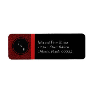 Red Damask & Red Bow - Return Address Label