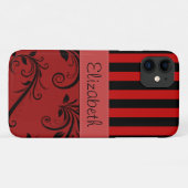 Red Damask, Red Stripes, Striped, Your Name Case-Mate iPhone Case (Back (Horizontal))