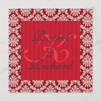 Red Damask Renewal of Vows Anniversary Invitation