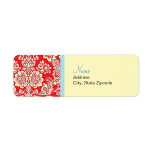 Red Damask Return Address Label