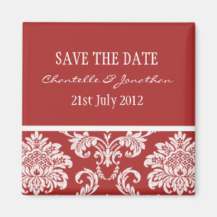 Red Damask Sauvez Le Magnet De Date