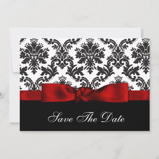 red  damask Save the date (Front)