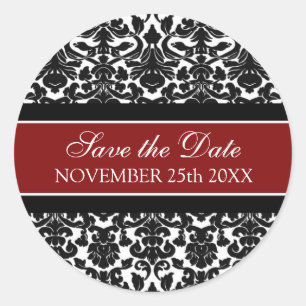 Red Damask Save the Date Envelope Seal