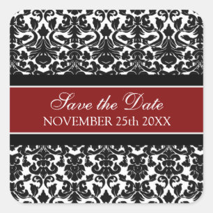 Red Damask Save the Date Envelope Seal