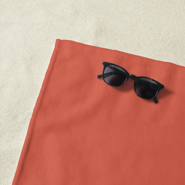 Red Damask Solid Colour  Beach Towel (In Situ)