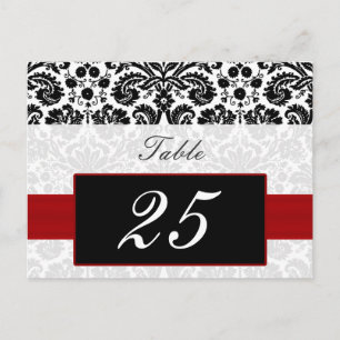 red damask table numbers postcards