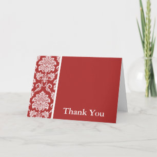 Red Damask Thank You Card
