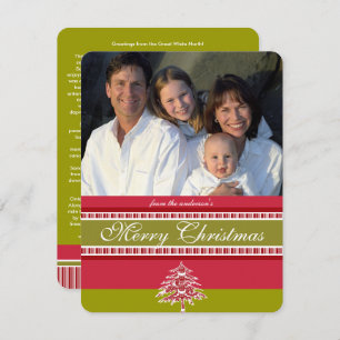 Red Damask Tree Christmas Card