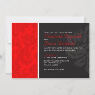 Red Damask Wedding Invitations