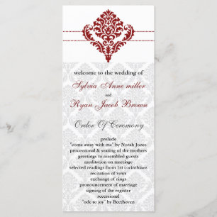red damask Wedding program