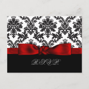 red damask wedding rsvp cards