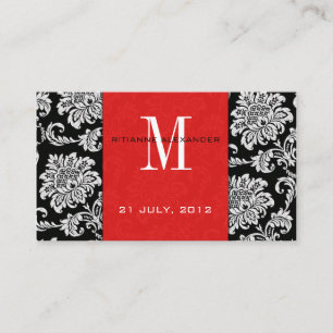 Red Damask Wedding Website Business Card