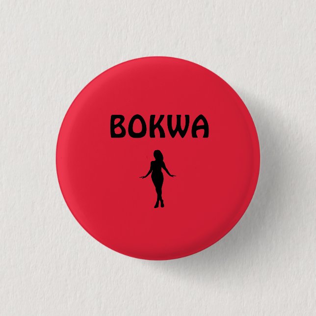 Red Dancer Silhouette Bokwa 1 Inch Round Button (Front)