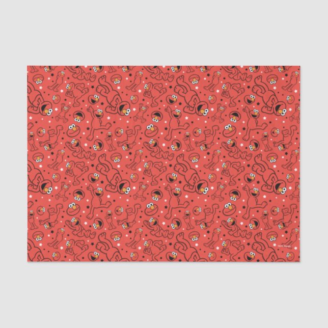 Red Dancing Elmo Pattern Tissue Paper (Front)