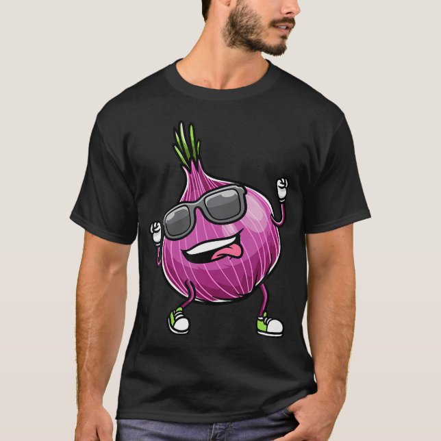 Red Dancing Onion Vegetable T-Shirt (Front)