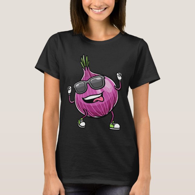 Red Dancing Onion Vegetable  T-Shirt (Front)