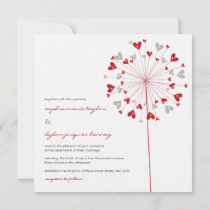 Red Dandelions Love Faire-part de mariage d'été