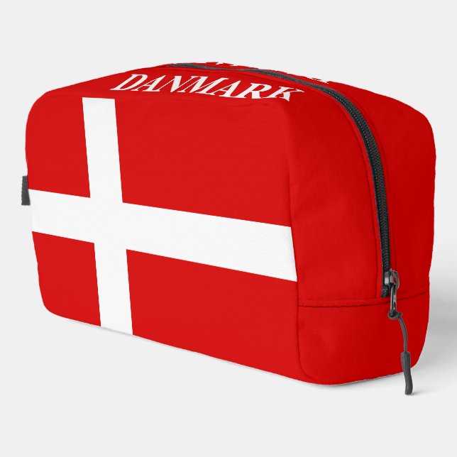 Red Danish flag personalized toiletry travel bag (Right Corner)