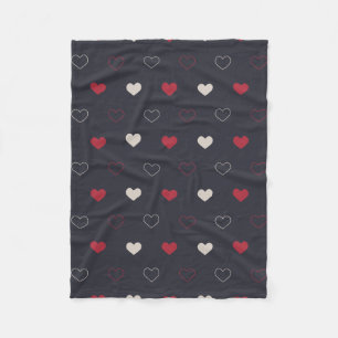 Red & dark Heart Seamless Pattern Cute Minimal Fleece Blanket