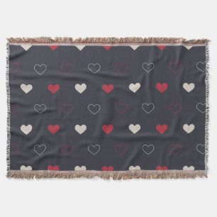 Red & dark Heart Seamless Pattern Cute Minimal Throw Blanket