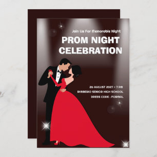  Red Dark Red Modern Illustrative Prom Night  Invitation