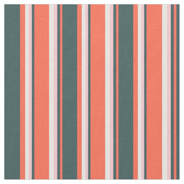 Red, Dark Slate Grey, Pink, and White Pattern Fabric (Close Up)