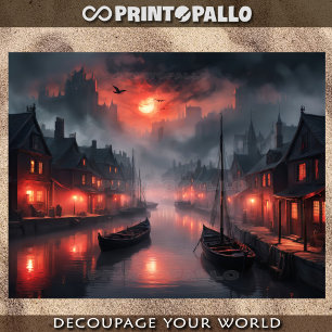 Red dawn over Amsterdam canals Tissue Paper