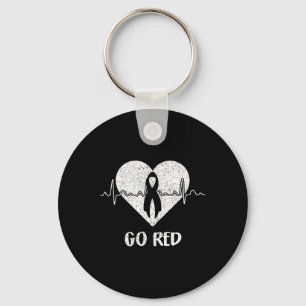Red Day Heart Ribbon Costume Heart Disease Month Keychain