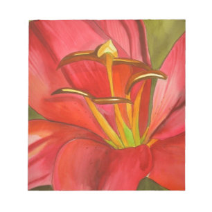 Red day lily original watercolor flower art notepad