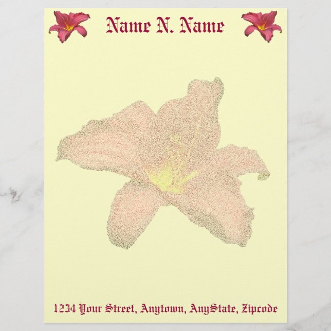 Red Daylily Coordinating Items Letterhead (Front)