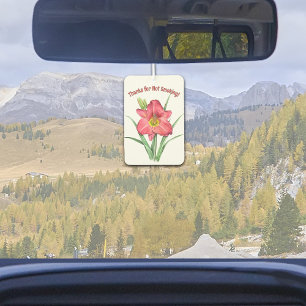 Red Daylily Flower Botanical Art Personalized Air Freshener