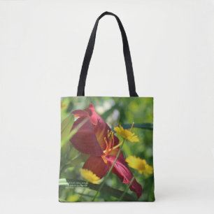 Red Daylily Yellow Anthemis Tote Bag