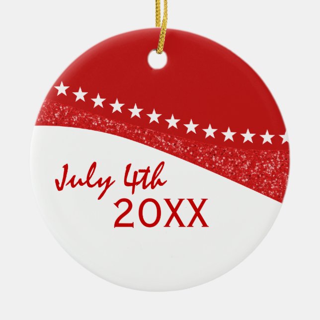 Red Dazzling Star Curves Ornament (Front)