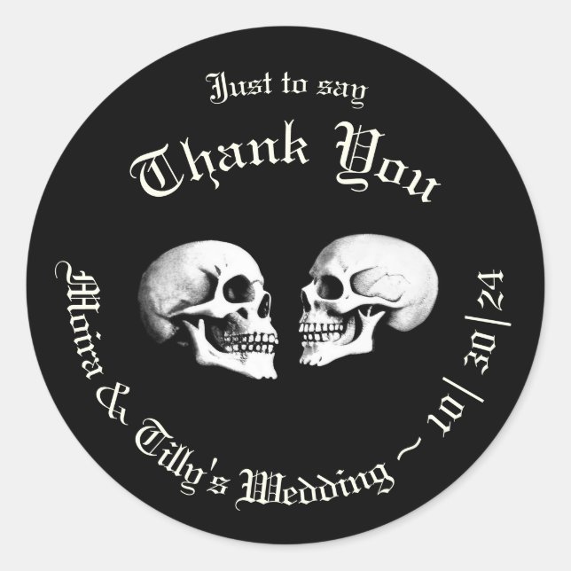 Red Death Dancing Skeletons Gothic Wedding Classic Round Sticker (Front)