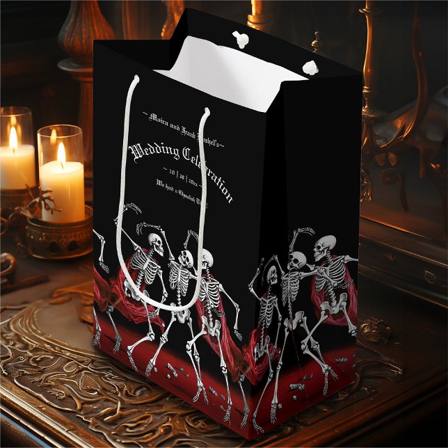 Red Death Dancing Skeletons Gothic Wedding Medium Gift Bag (Creator Uploaded)