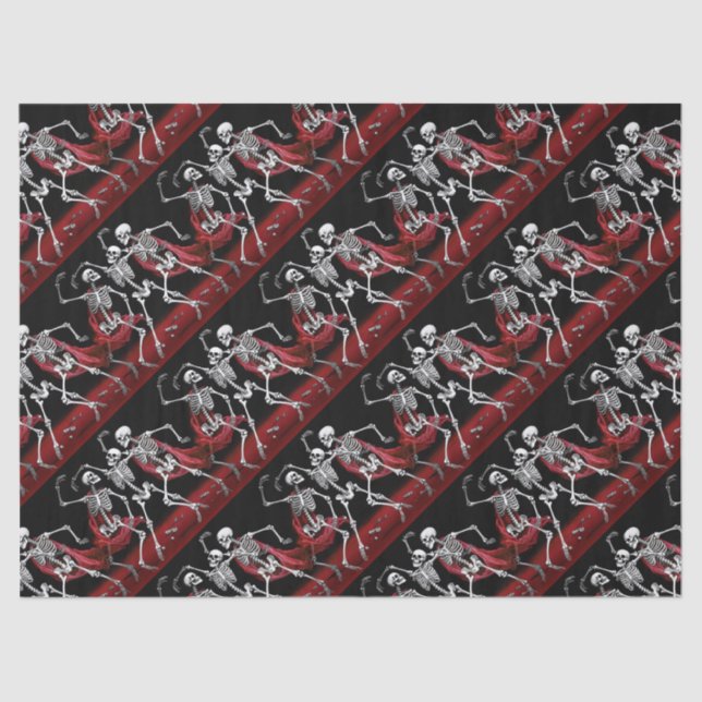 Red Death Dancing Skeletons Gothic Wedding Tissue Paper (Front)