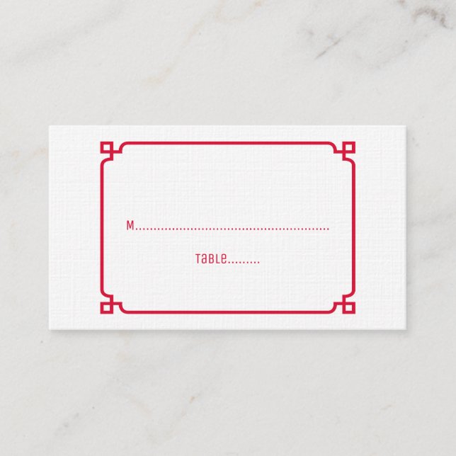 Red Deco Chic Mariage Cartes de Place (Devant)