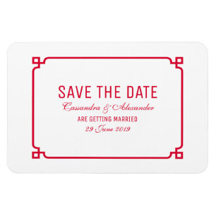 Red Deco Chic Save the Date Magnet