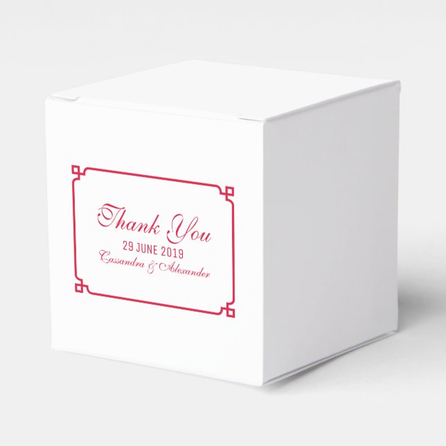Red Deco Chic Wedding Favor Box (Front Side)