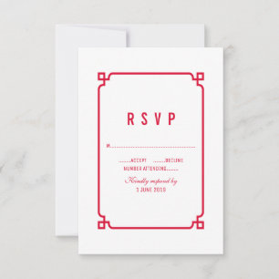 Red Deco Chic Wedding RSVP Card